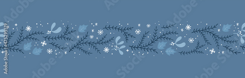 Lovely hand drawn seamless christmas pattern with branches and decoration, great for banners, wallpapers, cards, textiles - vector design