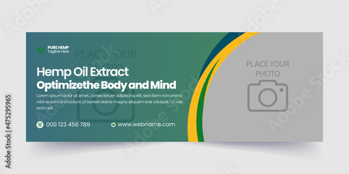 Hemp product cbd oil social media and cannabis sativa facebook cover template 