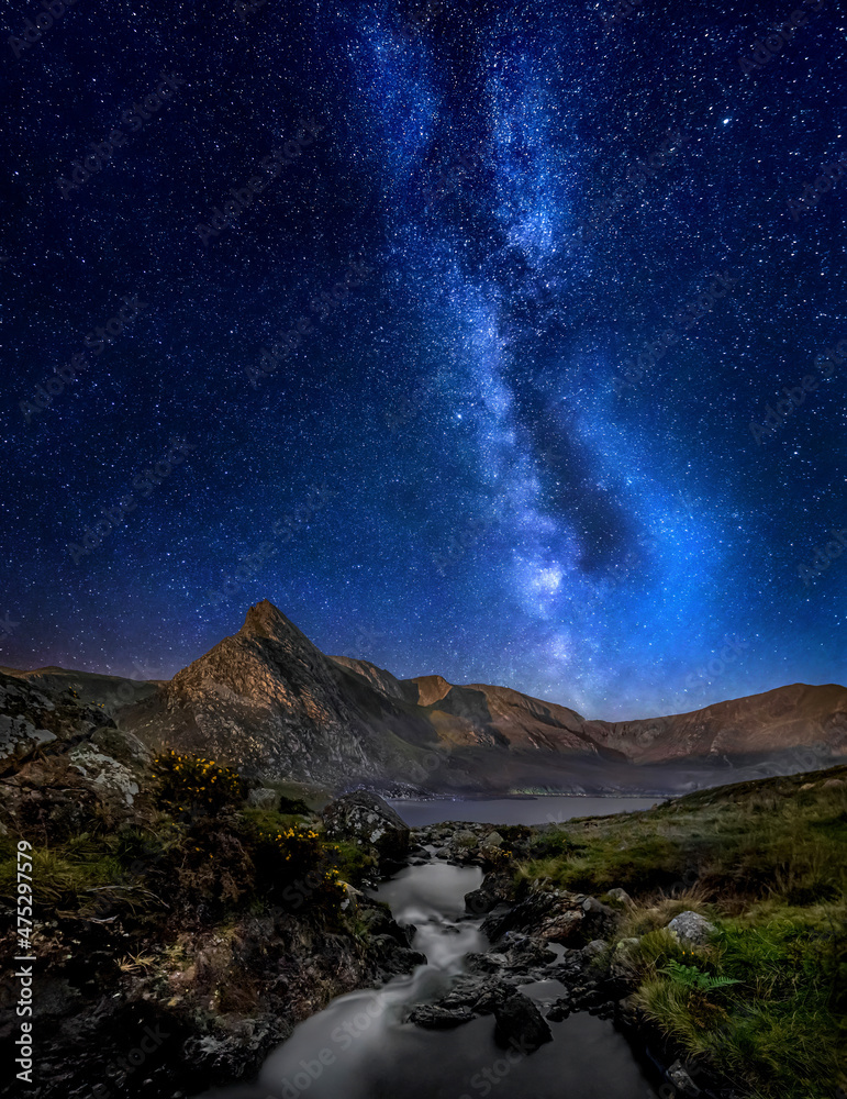 Welsh Mountain and Lake View with Milk Way Welsh Mountain and Lake View with Milk Way