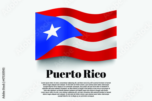 Puerto Rico flag waving form on gray background. Vector illustration.