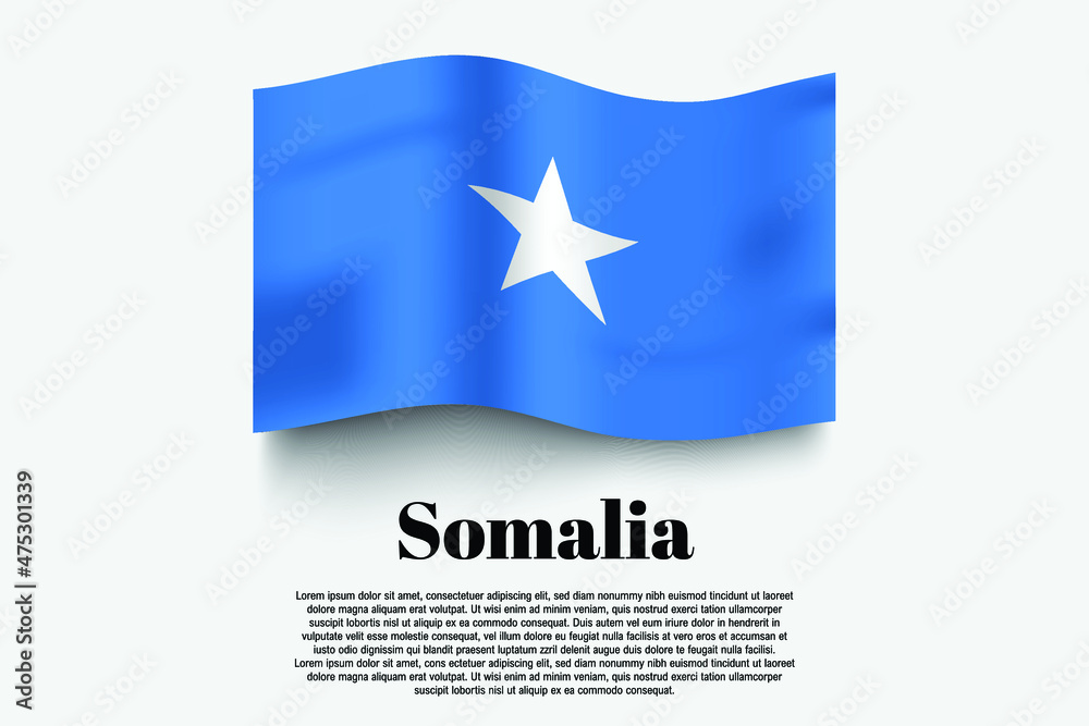 Somalia flag waving form on gray background. Vector illustration.