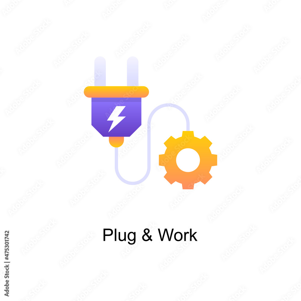Plug & Work vector Gradient Icon Design illustration. Digitalization and Industry Symbol on White background EPS 10 File Plug & Work vector Gradient Icon Design illustration. Digitalization and Industry Symbol on White background EPS 10 File