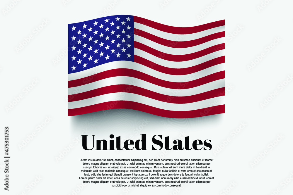 United States flag waving form on gray background. Vector illustration.