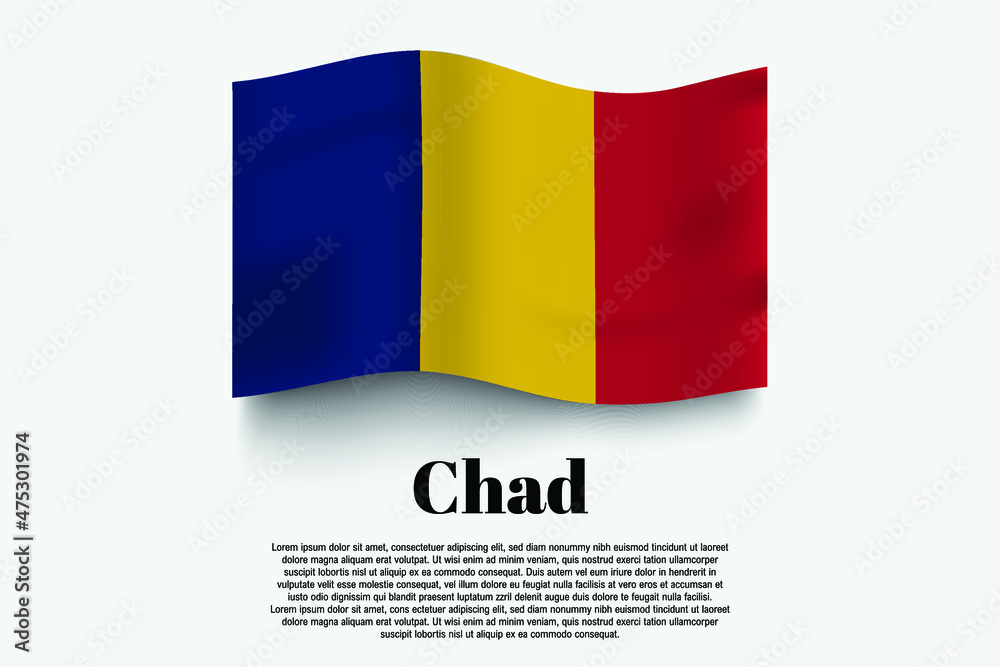 Obraz premium Chad flag waving form on gray background. Vector illustration.