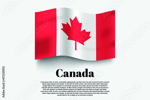 Canada flag waving form on gray background. Vector illustration.