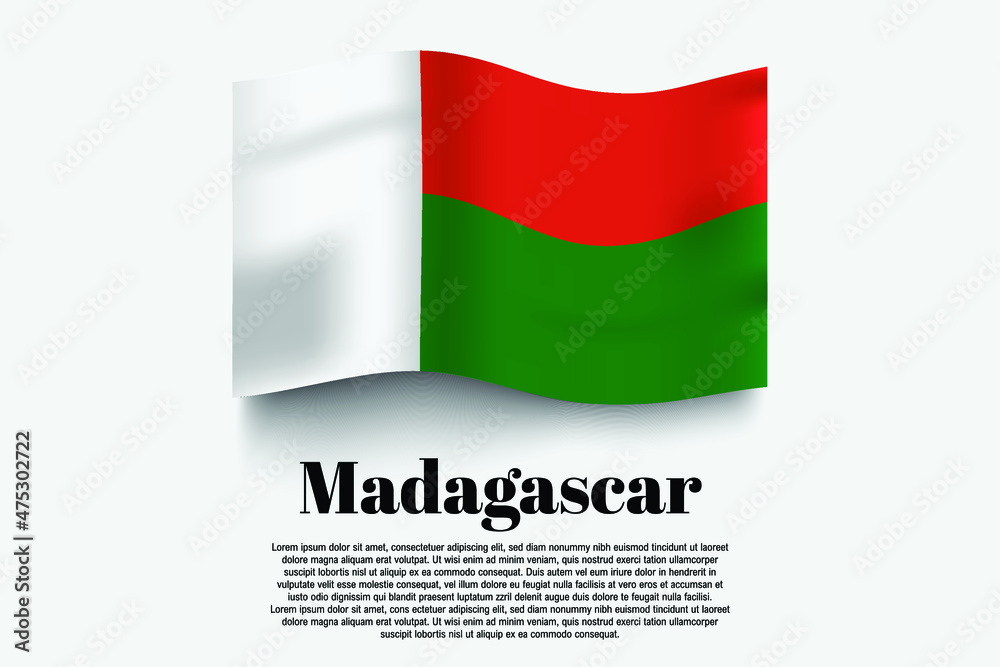Madagascar flag waving form on gray background. Vector illustration. Madagascar flag waving form on gray background. Vector illustration.