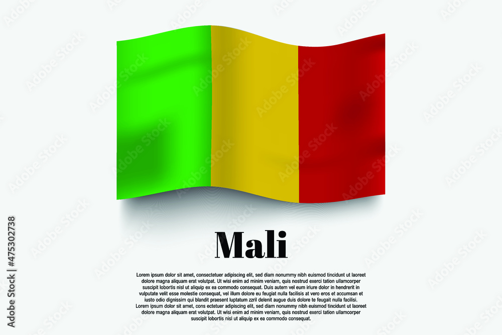 Fototapeta premium Mali flag waving form on gray background. Vector illustration.