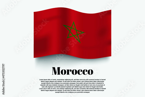 Morocco flag waving form on gray background. Vector illustration.