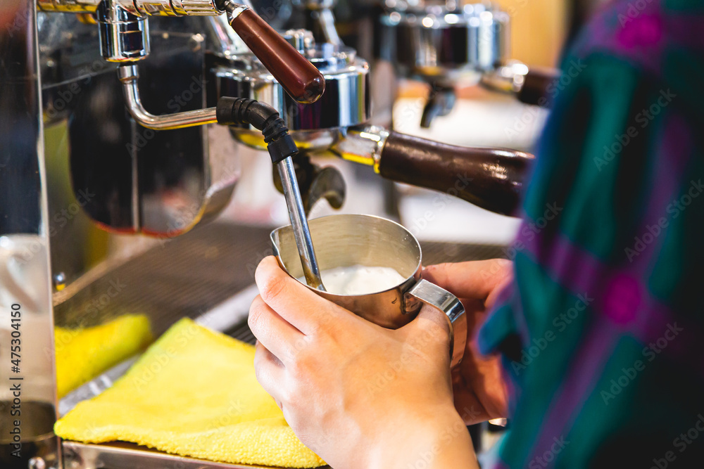 female Barista Cafe Making Coffee Preparation Service Concept