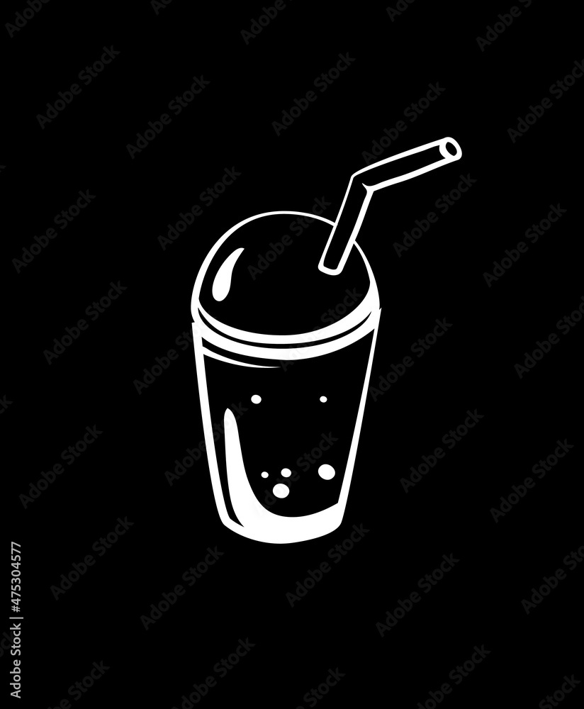 simple vector illustration of milkshake in a container with a straw simple vector illustration of milkshake in a container with a straw