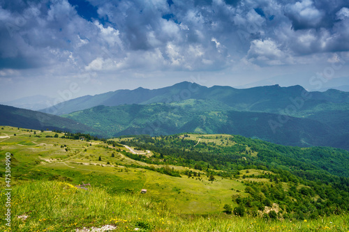 Mountain landscape along Forca di Presta, Marche, italy