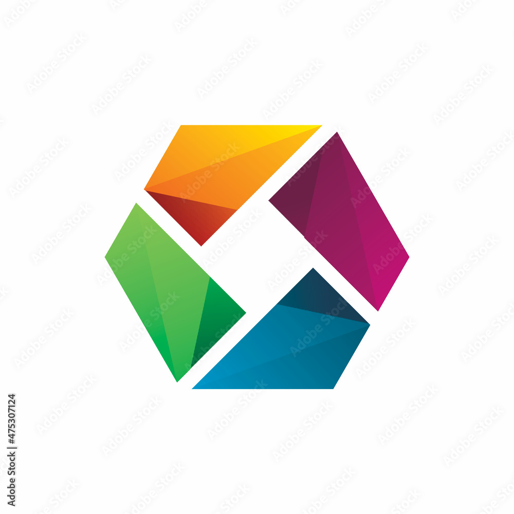 full color hexagon spin logo design full color hexagon spin logo design
