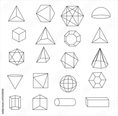 Set of volume and side geometry. A collection of outline geometry shapes vector for your project.