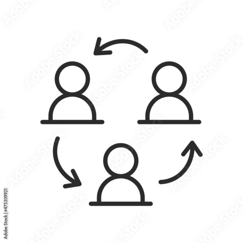 Cooperation and delegation concept online line icon. Video conference and online meeting concept. Distance work and learning. Vector illustration. chatting, conferencing