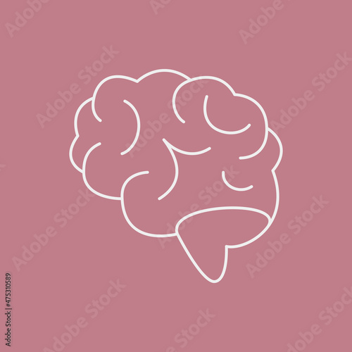 Human brain line icon. Human marrow side view outline stroke element. Psychologist counseling. Editable stroke vector illustration