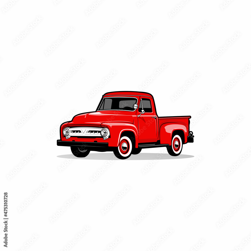 Vintage american pick-up truck vector illustration