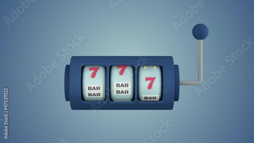 3d render cartoon casino slot machine. Winner lucky seven 777