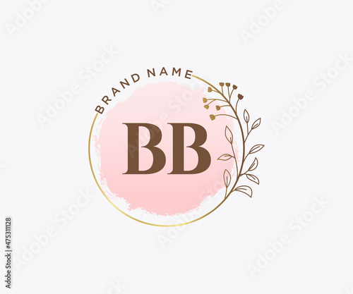 Initial BB feminine logo. Usable for Nature, Salon, Spa, Cosmetic and Beauty Logos. Flat Vector Logo Design Template Element.