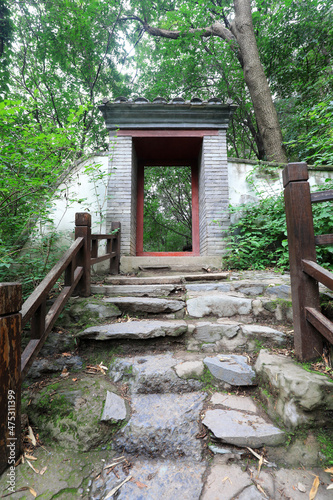 Chinese traditional gatehouse architectural landscape, Beijing Botanical Garden