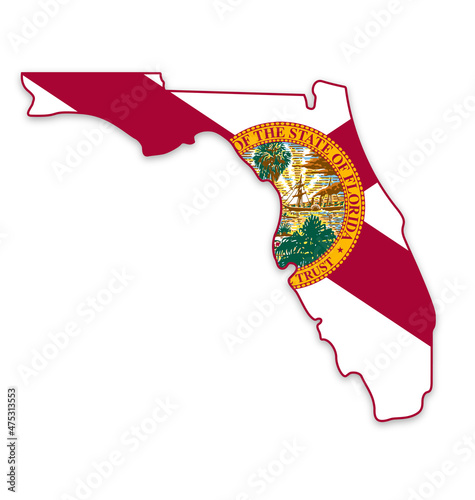 florida fl state flag in map shape