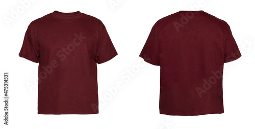 Картината върху платно Blank T Shirt color maroon on invisible mannequin template front and back view o