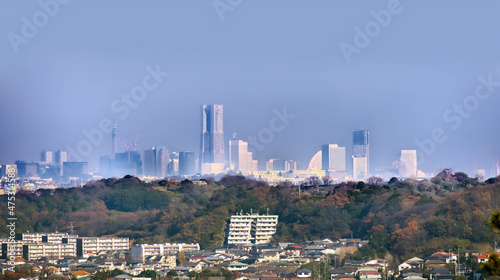 Fotografia 鎌倉の山から見える横浜の町並み