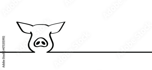 Pig line pattern for Bacon day. Drawing pigs animals farm silhouette symbol, pictogram. Vector pig swine idea. Piglets icon or sign