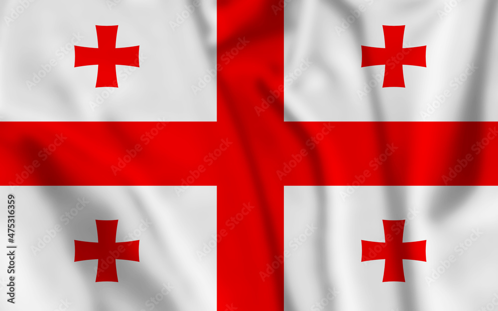The flag of Georgia with its wrinkling and beautiful weight. The flag of Georgia with its wrinkling and beautiful weight.