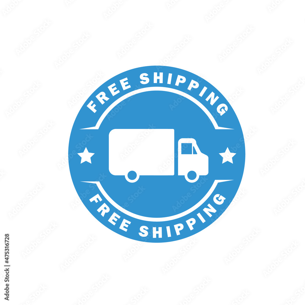 Free shipping icon with car or truck silhouette in circle frame isolated on white background Free shipping icon with car or truck silhouette in circle frame isolated on white background