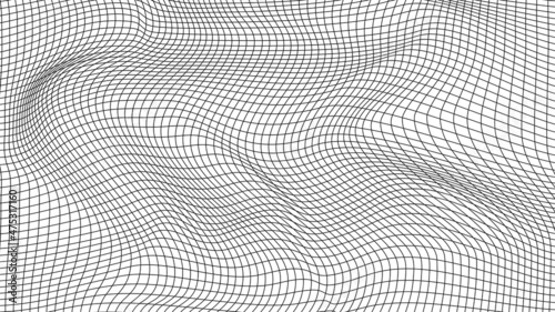 Abstract wavy 3d mesh on a white background. Geometric dynamic wave. 3D technology wireframe. Vector illustration.