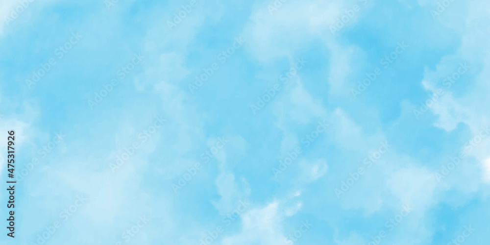 Watercolor illustration art abstract blue color texture background, clouds and sky pattern. cloudy pattern on watercolor paper for wallpaper banner and any design