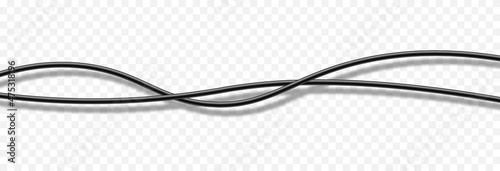 Realistic vector isolated wires. PNG wires, intertwined png wires, network, communication, cable.