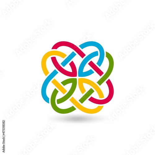 Celtic intertwining colored knot pattern