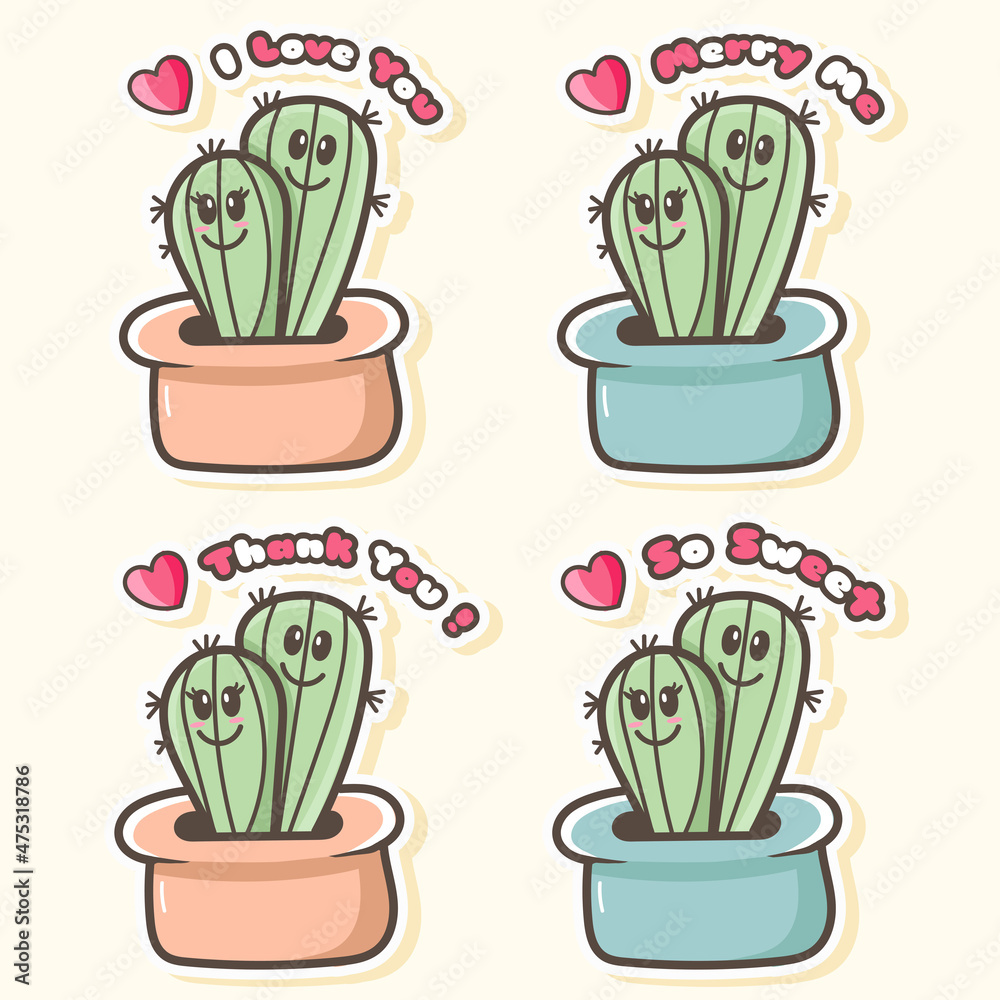cute cactus themed valentine and romantic sticker