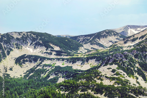 Beautiful Summer Mountain Landscape with Green Hills and .Pirin Mountain ,Bulgaria 