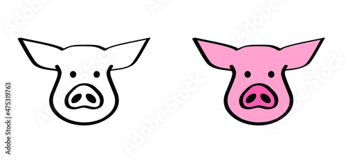 Pig line pattern for Bacon day. Drawing pigs animals farm silhouette symbol, pictogram. Vector pig swine idea. Piglets icon or sign