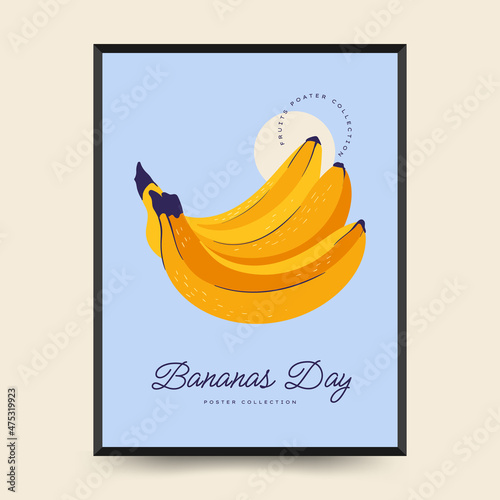 Abstract tropical fruits posters template. Modern trendy minimal style. Hand drawn design for wallpaper, wall decor, print, postcard, cover, template, banner.