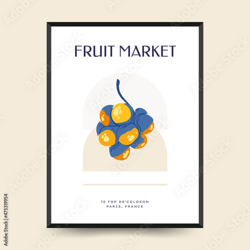 Abstract tropical fruits posters template. Modern trendy minimal style. Hand drawn design for wallpaper, wall decor, print, postcard, cover, template, banner. photo