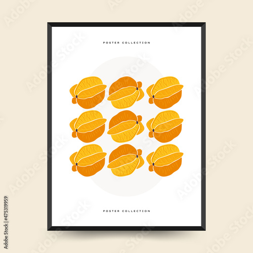 Abstract tropical fruits posters template. Modern trendy minimal style. Hand drawn design for wallpaper, wall decor, print, postcard, cover, template, banner. photo