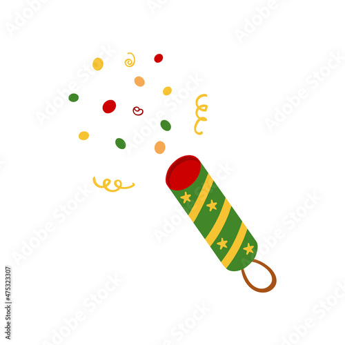 Festive doodle style confetti. Cute vector illustration for holiday decoration of cards, posters, concession products. Christmas and New Years element.