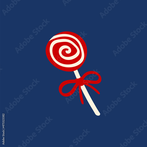 Doodle Christmas lollipop. Cute vector illustration for holiday decoration of cards, posters, concession products. Christmas and New Years element.
