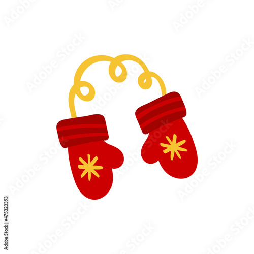 Doodle style winter mittens. Cute vector illustration for holiday decoration of cards, posters, concession products. Christmas and New Years element.