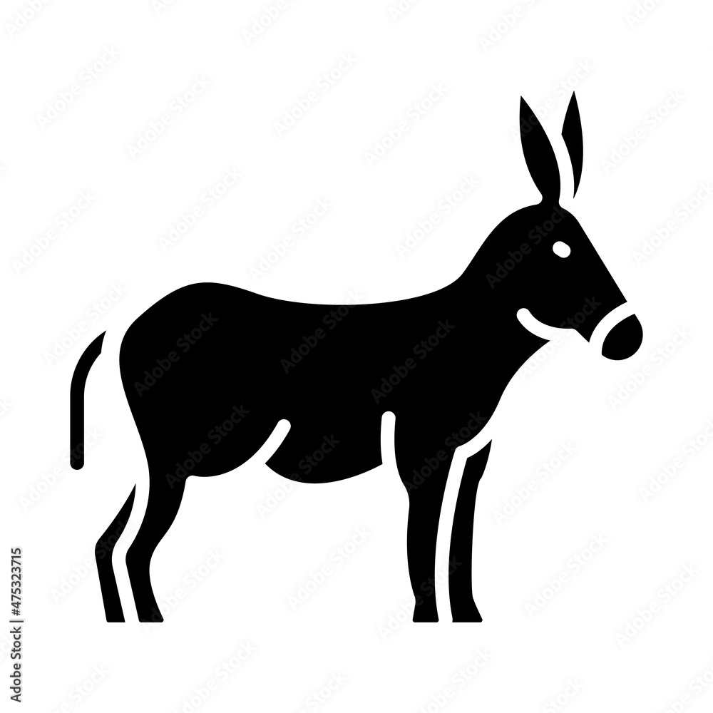 Donkey Glyph Icon Animal Vector 