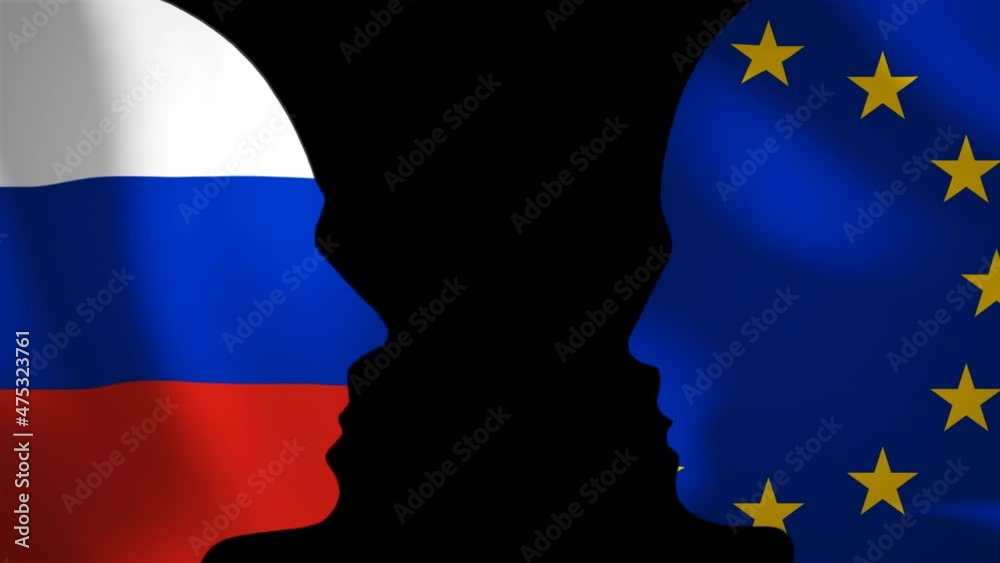 Animation Media Concept Of Global Politic Between Moscow And Brussels Animation Media Concept Of Global Politic Between Moscow And Brussels