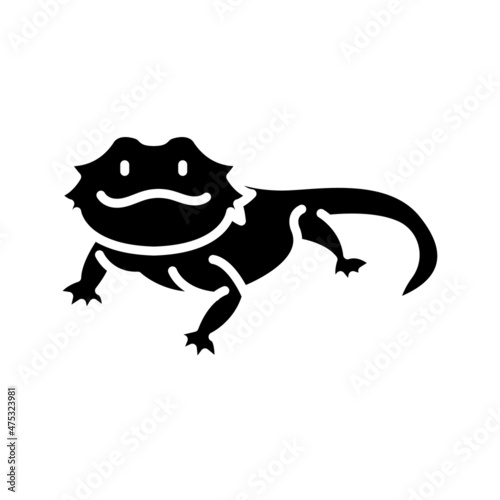 Bearded Dragon Glyph Icon Animal Vector 