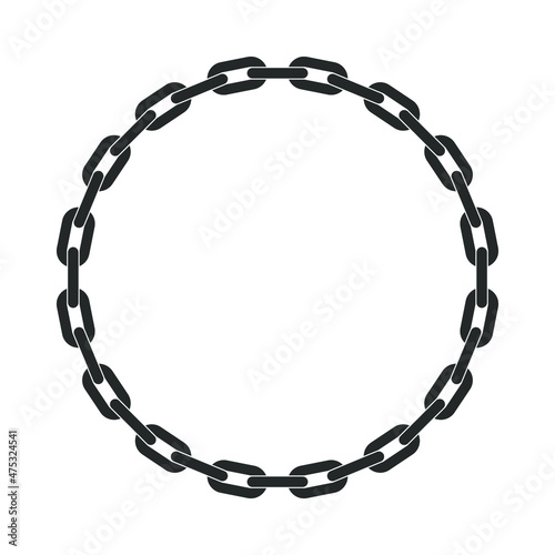 Circle frame from chain. Decorative element frame of chain. Template isolated on white background. Vector illustration