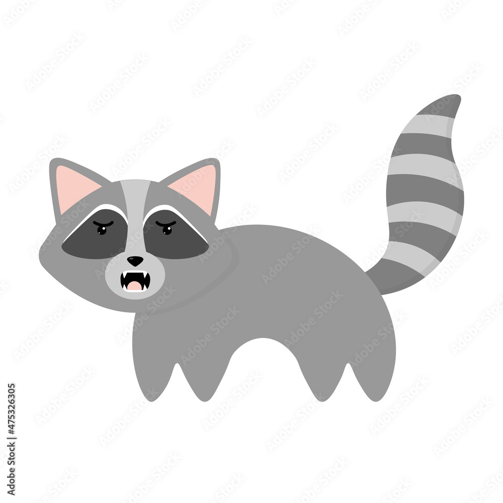 Naklejka premium An angry cartoon raccoon. Cute characters art