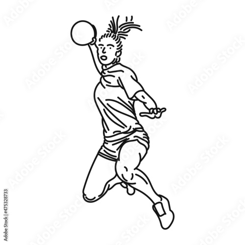 line art of woman posing stylishly playing handball
