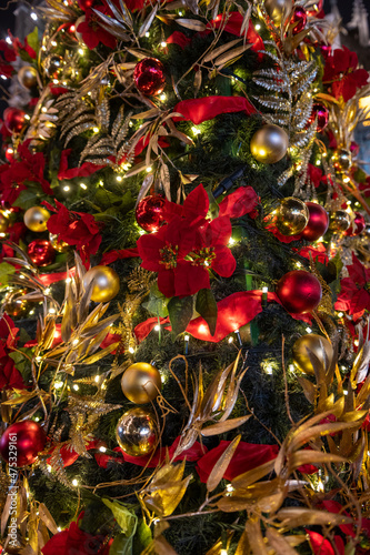 Christmas Tree with poinsettia