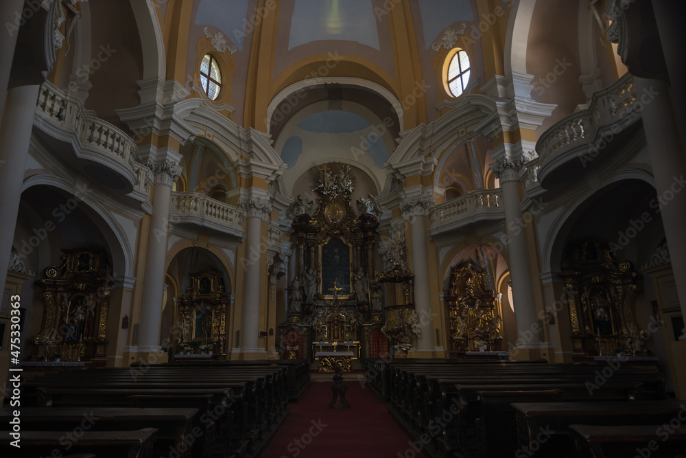Karlovy Vary, Czech Republic, June 2019- interior view of  St Mary Magdalene's Church 